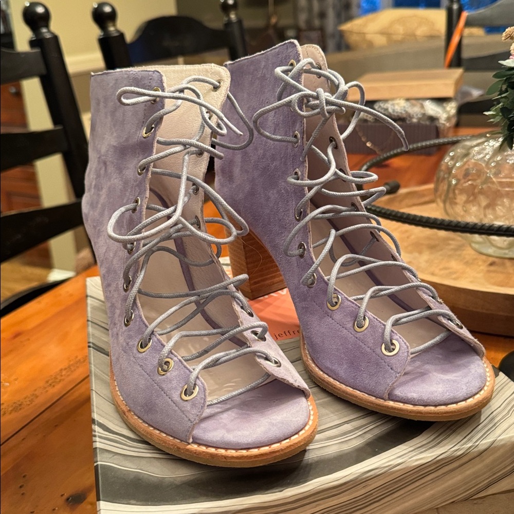 Light blue Lace-Up Heeled Sandals